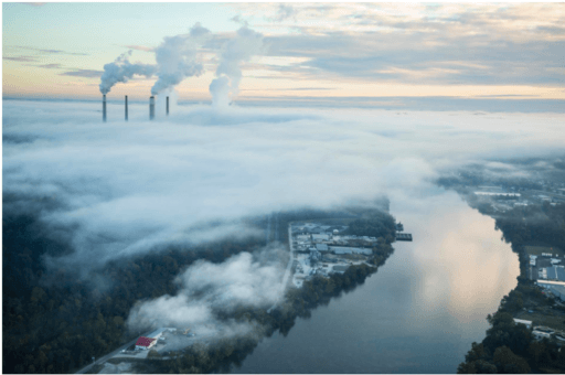 above cloud image of industrial land